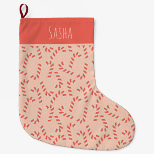 Grande Chaussette De Noël Sucres de canne de Noël roses Peachy