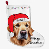 Grande Chaussette De Noël Super Christmas Golden Retriever (Devant)