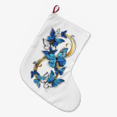 Grande Chaussette De Noël Symbol Infinity of Blue Morpho Butterflies (Devant (Accrochage))