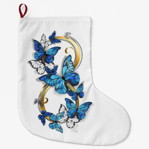 Grande Chaussette De Noël Symbole infini de papillons Morpho bleus