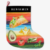 Grande Chaussette De Noël Taco Lover | Noël du monogramme (Devant)