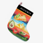 Grande Chaussette De Noël Taco Lover | Noël du monogramme (Devant (Accrochage))