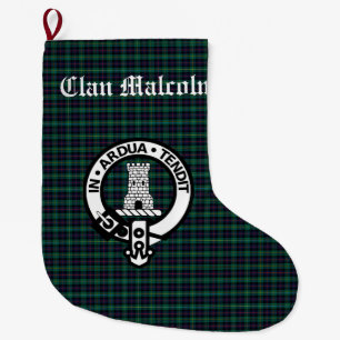 Grande Chaussette De Noël Tartan et blason du clan Malcolm