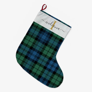 Grande Chaussette De Noël Tartan Vert Campbell Noël Plaid