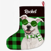 Grande Chaussette De Noël Taureau et nom du chien vert (Dos)