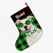 Grande Chaussette De Noël Taureau et nom du chien vert (Dos (Accrochage))