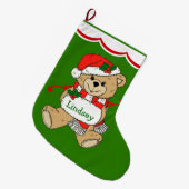 Grande Chaussette De Noël Teddy Bear personnalisée (Devant (Accrochage))