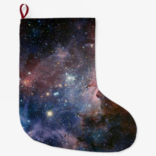 Grande Chaussette De Noël Télescope Nebula Hubble Carina Rouge et Bleu