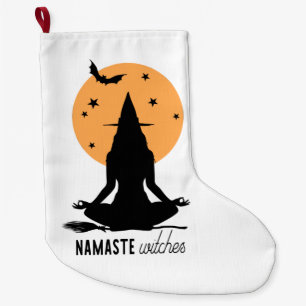 Grande Chaussette De Noël Témoins de yoga d'Halloween contemporain