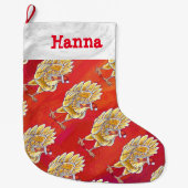 Grande Chaussette De Noël Têtes et queues Poulet Motif Noël (Devant)