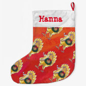 Grande Chaussette De Noël Têtes et queues Poulet Motif Noël (Dos)