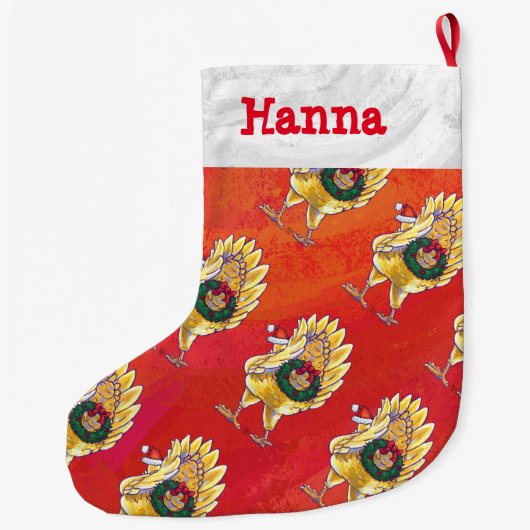 Grande Chaussette De Noël Têtes et queues Poulet Motif Noël (Dos)