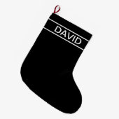 Grande Chaussette De Noël Texte personnalisable | Bold Modern Black & White (Devant (Accrochage))