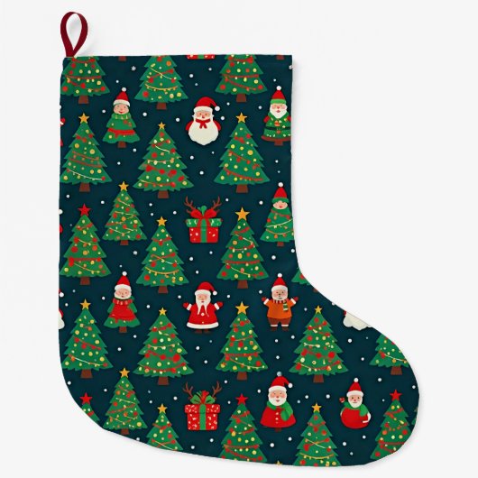 Grande Chaussette De Noël Thème de vacances de Noël (Devant)