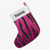 Grande Chaussette De Noël Tiger rose chaud et noir (Dos (Accrochage))