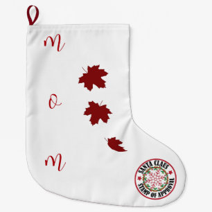 Grande Chaussette De Noël Timbre de validation de Santa personnalisé blanc e