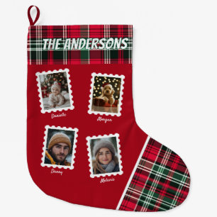 Grande Chaussette De Noël Timbres personnalisés pour une famille de quatre p
