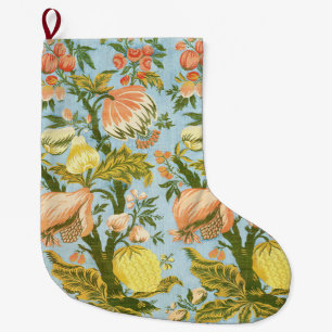 Grande Chaussette De Noël Tissu damassé classique baroque floral fruit