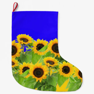 Grande Chaussette De Noël Tournesol Noël Stocker les couleurs du drapeau ukr