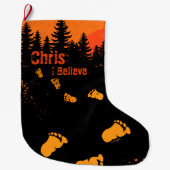 Grande Chaussette De Noël Traces Bigfoot Au Coucher Du Soleil (Devant)