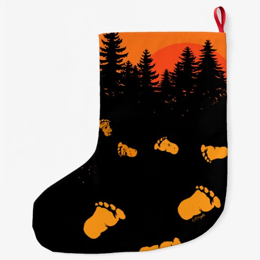 Grande Chaussette De Noël Traces Bigfoot Au Coucher Du Soleil (Dos)