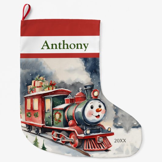 Grande Chaussette De Noël Train Boys Choo Choo Xmas (Devant)