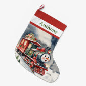 Grande Chaussette De Noël Train Boys Choo Choo Xmas (Devant (Accrochage))