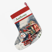 Grande Chaussette De Noël Train Boys Choo Choo Xmas (Dos (Accrochage))