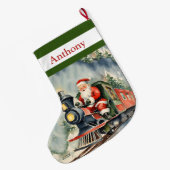 Grande Chaussette De Noël Train père Noël Xmas (Dos (Accrochage))
