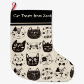 Grande Chaussette De Noël Traitements de chats de Père Noël (Devant)