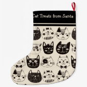 Grande Chaussette De Noël Traitements de chats de Père Noël (Dos)