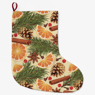 Grande Chaussette De Noël Tranches Et Épices Oranges