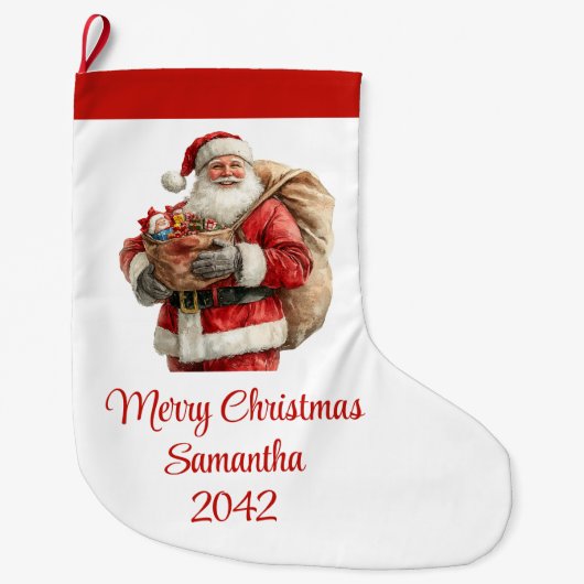 Grande Chaussette De Noël Trendy Santa Claus Modern Warmish Holiday Stocking (Devant)