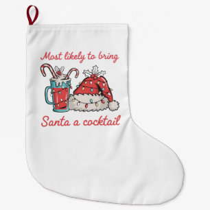 Grande Chaussette De Noël Très susceptible d'apporter un cocktail au Père No