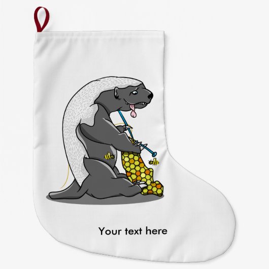 Grande Chaussette De Noël Tricot de blaireau de miel (Devant)