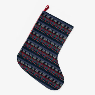 Grande Chaussette De Noël Tricot Joyeux Noël