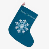 Grande Chaussette De Noël Turquoise Bleu Blanc Noël Flocon de neige (Devant (Accrochage))
