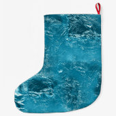 Grande Chaussette De Noël Turquoise Blue Aqua Glam Nom de Noël (Dos)