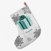 Grande Chaussette De Noël Turquoise cadeau de Noël Stocker (Dos (Accrochage))