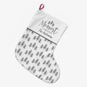 Grande Chaussette De Noël Typographie rustique de Noël noir moderne (Devant (Accrochage))