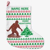 Grande Chaussette De Noël Un Bigfoot joyeux Squatchmas de marche (Devant)