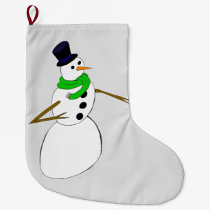 Grande Chaussette De Noël un bonhomme de neige