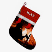 Grande Chaussette De Noël Un cadeau de Noël pour pompier (Devant (Accrochage))