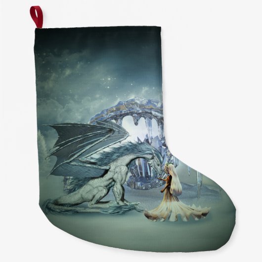 Grande Chaussette De Noël Un dragon de glace génial (Devant)