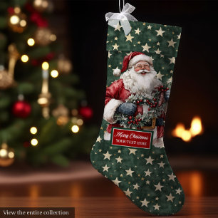 Grande Chaussette De Noël Un Père Noël Vintage intemporel Stocker Personnali