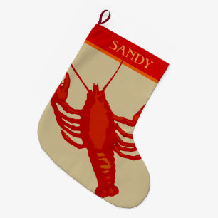 Grande Chaussette De Noël Unisex Red Lobster Crustacé Personnalisé