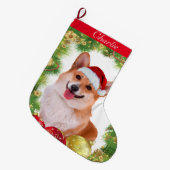 Grande Chaussette De Noël Vacances de corgi (Devant (Accrochage))