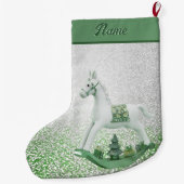 Grande Chaussette De Noël Vacances de Noël vert à Cheval Blanc (Dos)