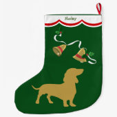 Grande Chaussette De Noël Vacances Gold Dachshund (Dos)