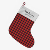 Grande Chaussette De Noël Vacances personnalisées En vichy Noir Rouge Rustiq (Devant (Accrochage))